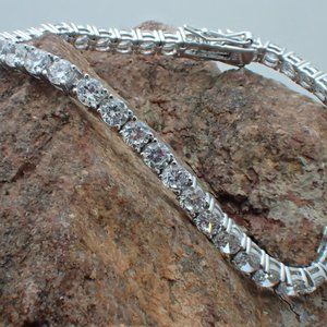 New 925 Sterling Silver Tennis Bracelet w/ CZ Stones